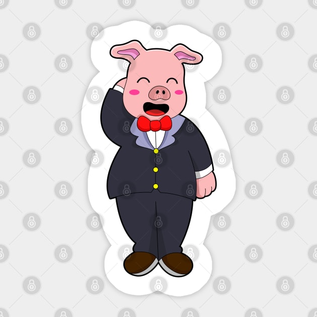 Pig as Groom with Suit & Tie Sticker by Markus Schnabel